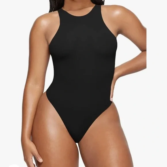 Sleeveless High Neck Racer Back Tank Tops Second-skin Body Suit - Picture 1 of 9